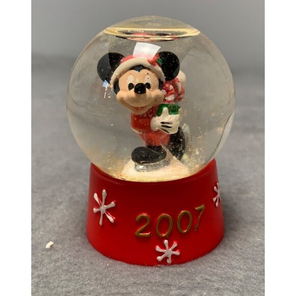 Disney 2007 Mickey Mouse Christmas Snow Globe Red Base with Box  JCPenney - Picture 1 of 7
